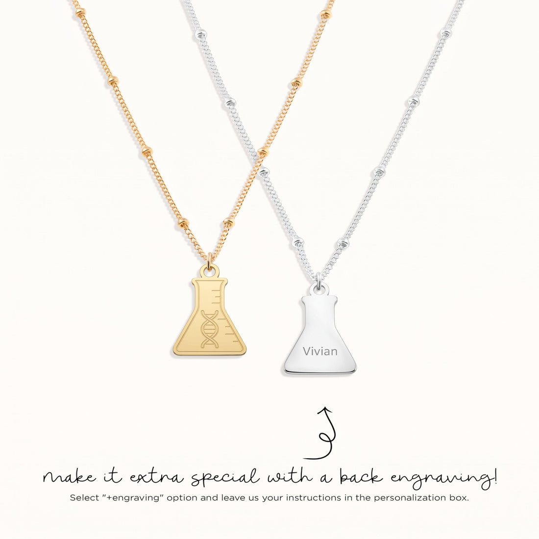 DNA Flask Charm Necklace