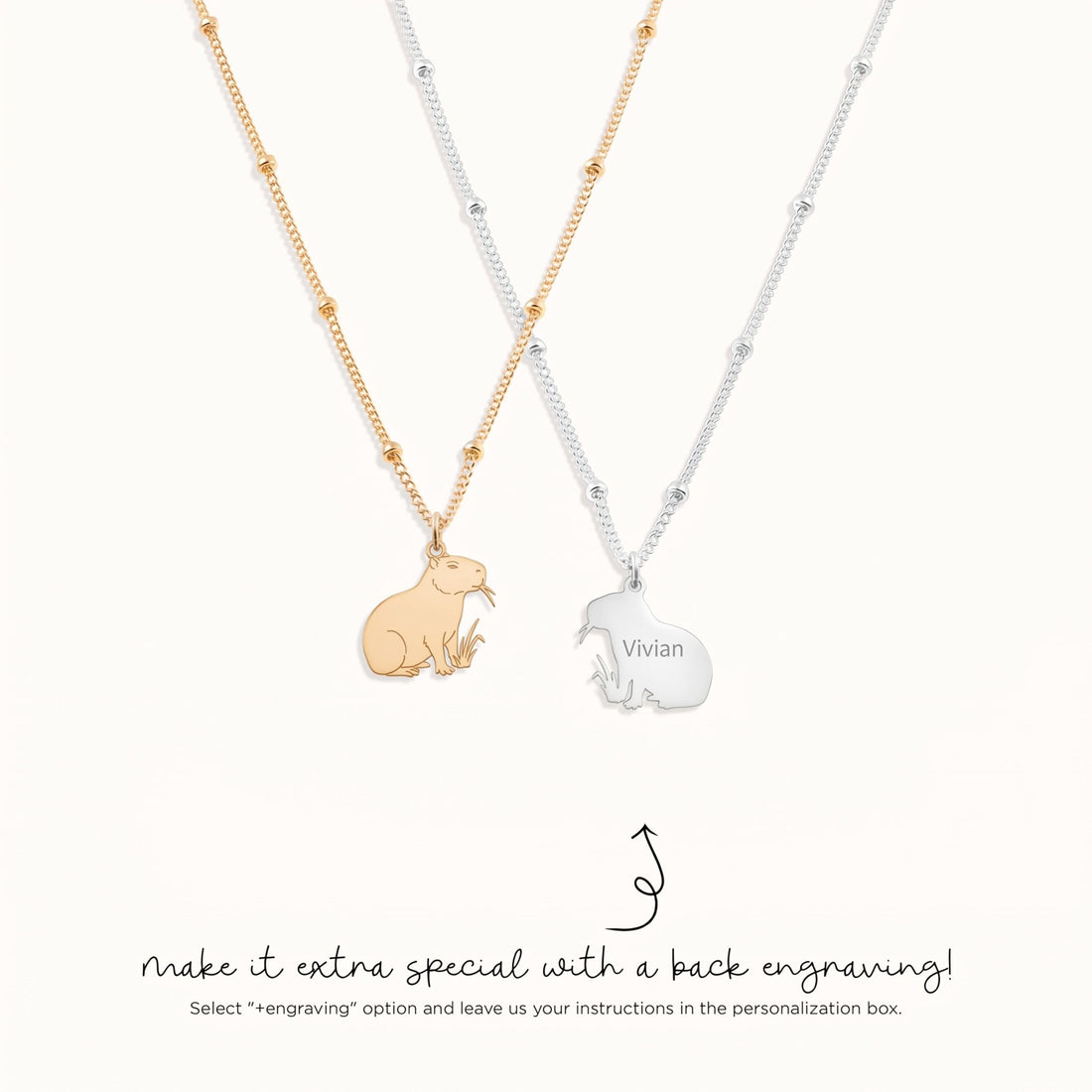 Capybara Charm Beady Necklace