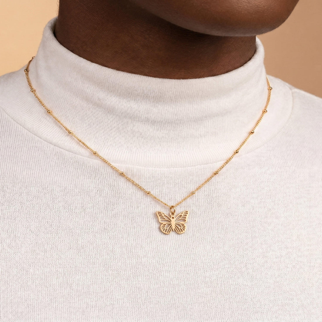 Butterfly Cutout Beady Necklace
