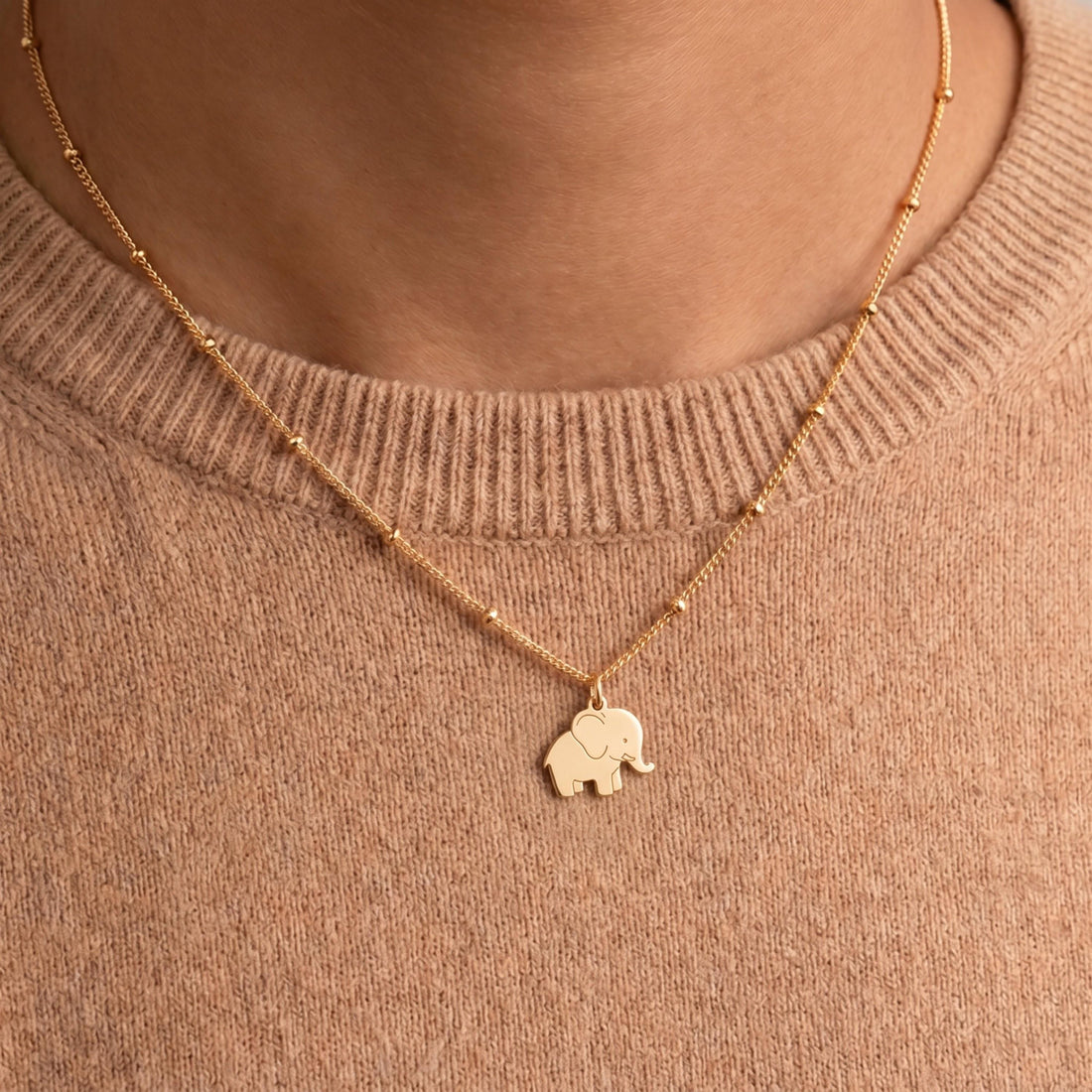 Tiny Elephant Beady Necklace