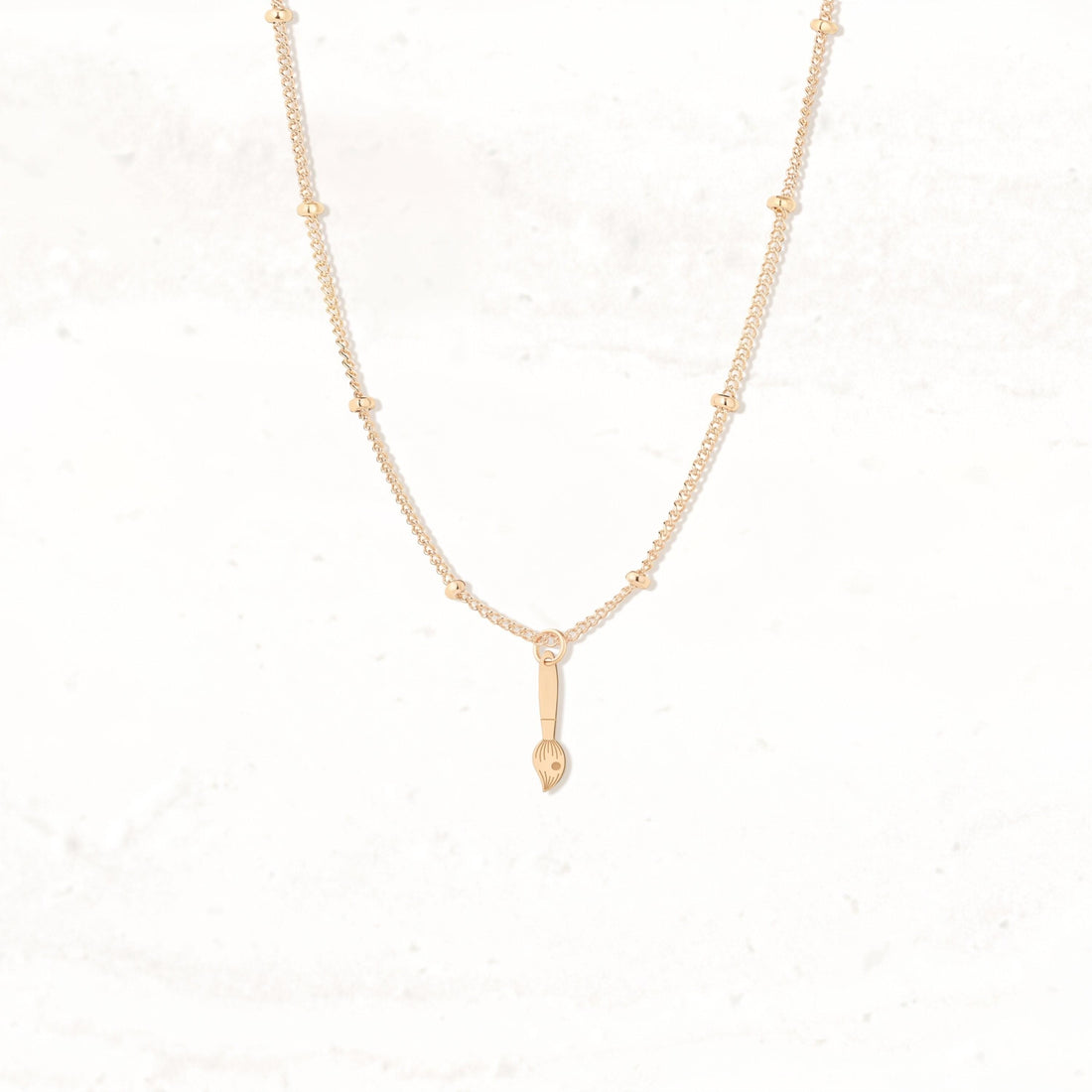 Paint Brush Charm Beady Necklace