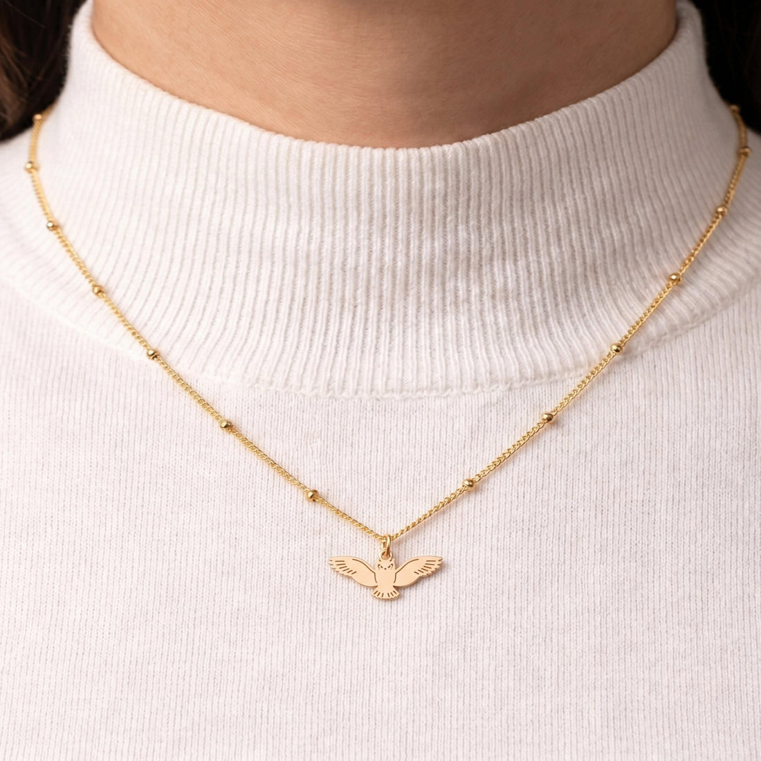 Flying Owl Charm Necklace