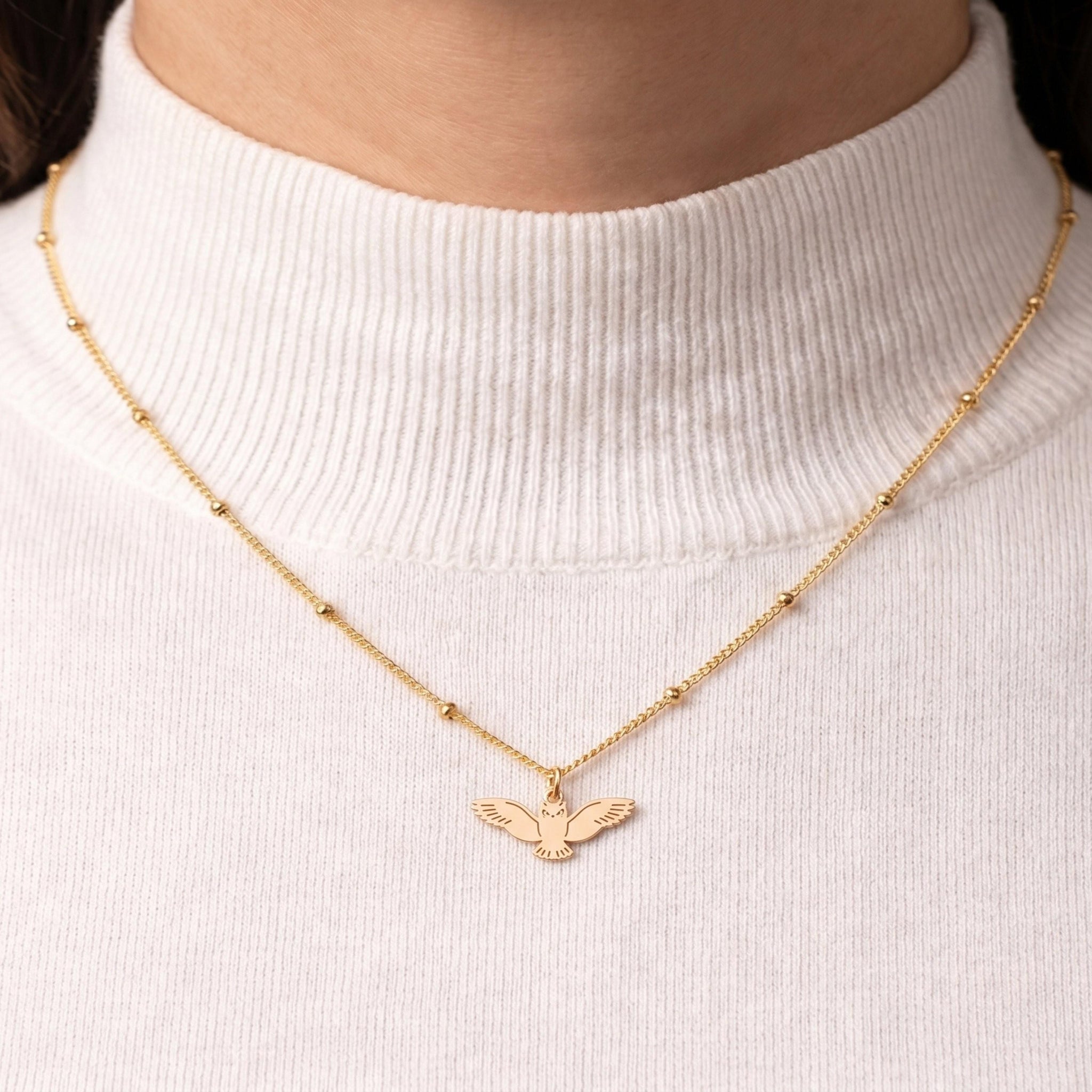 Flying Owl Charm Necklace