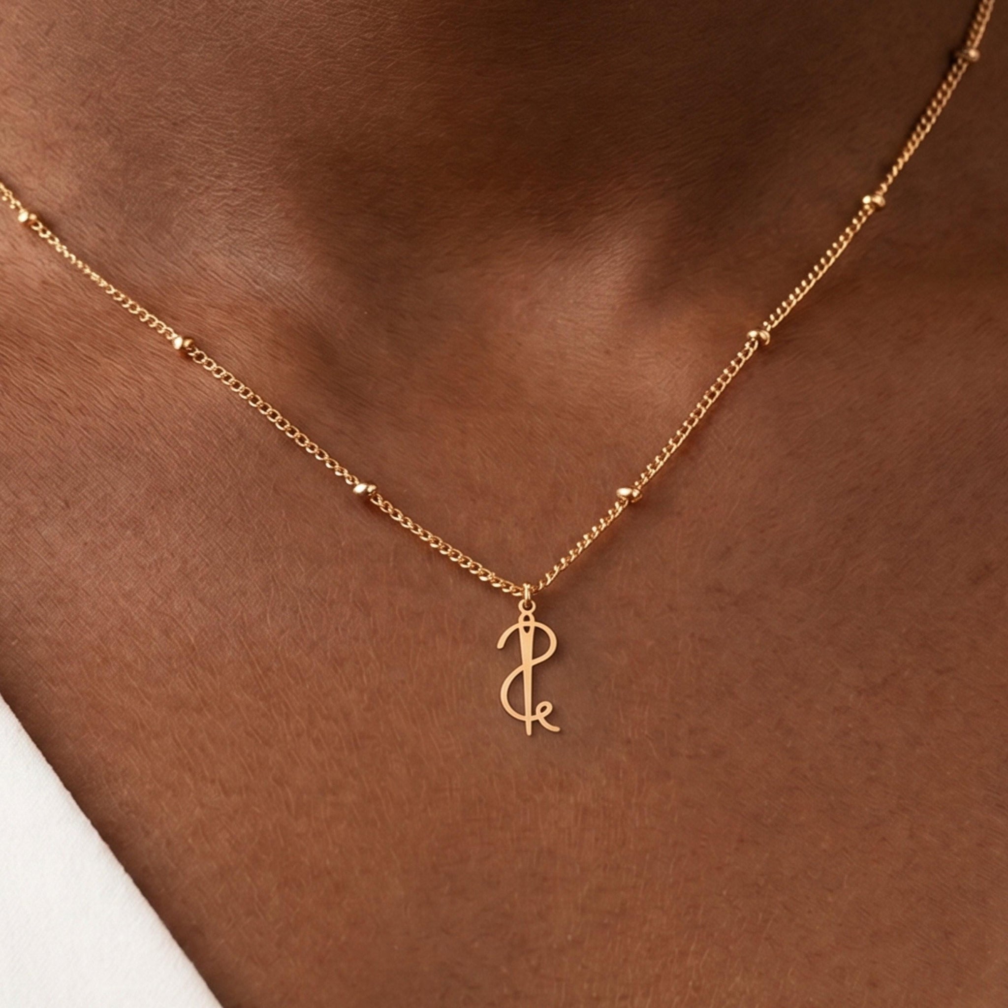 Needle and Thread Charm Necklace