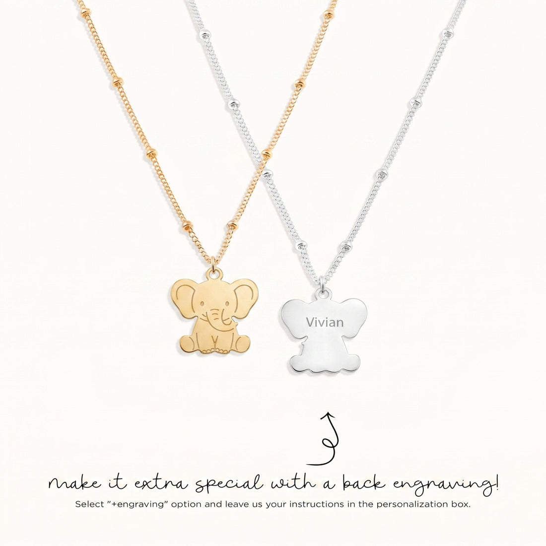 Elephant Silhouette Beady Necklace