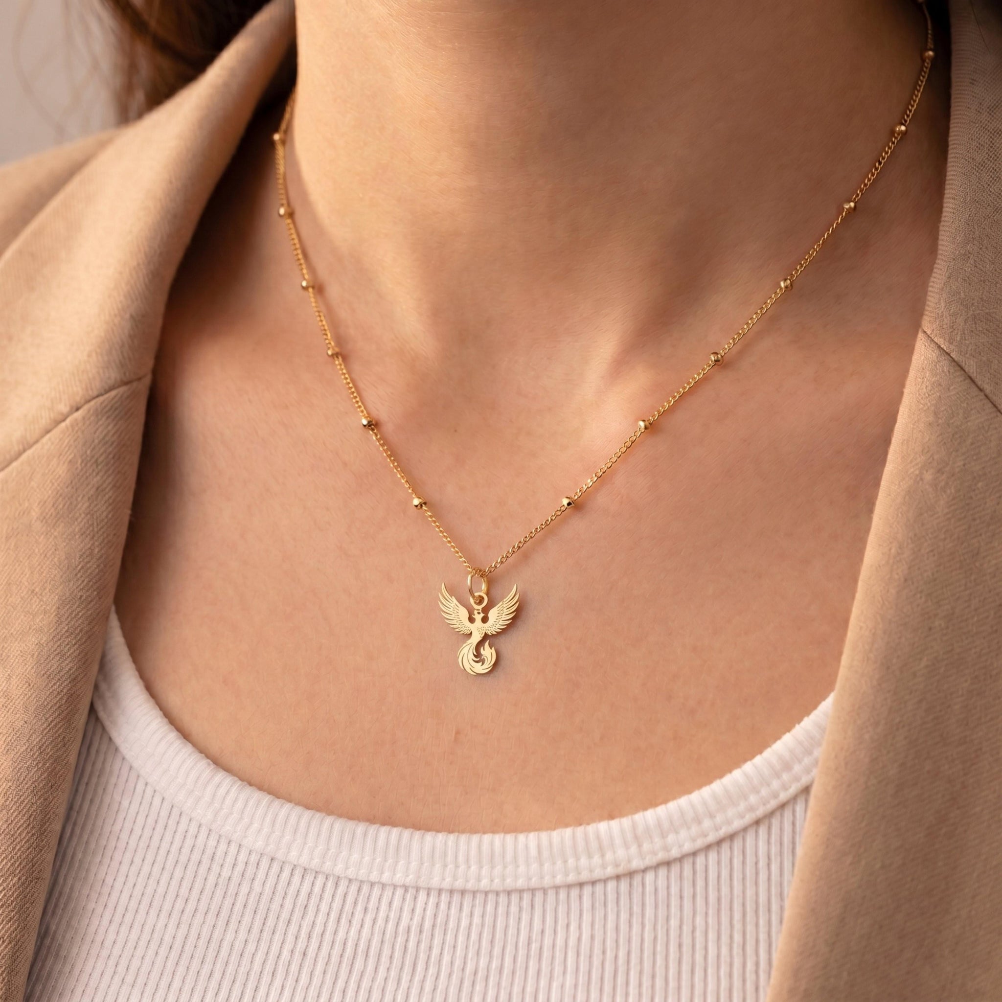 Phoenix Charm Beady Necklace