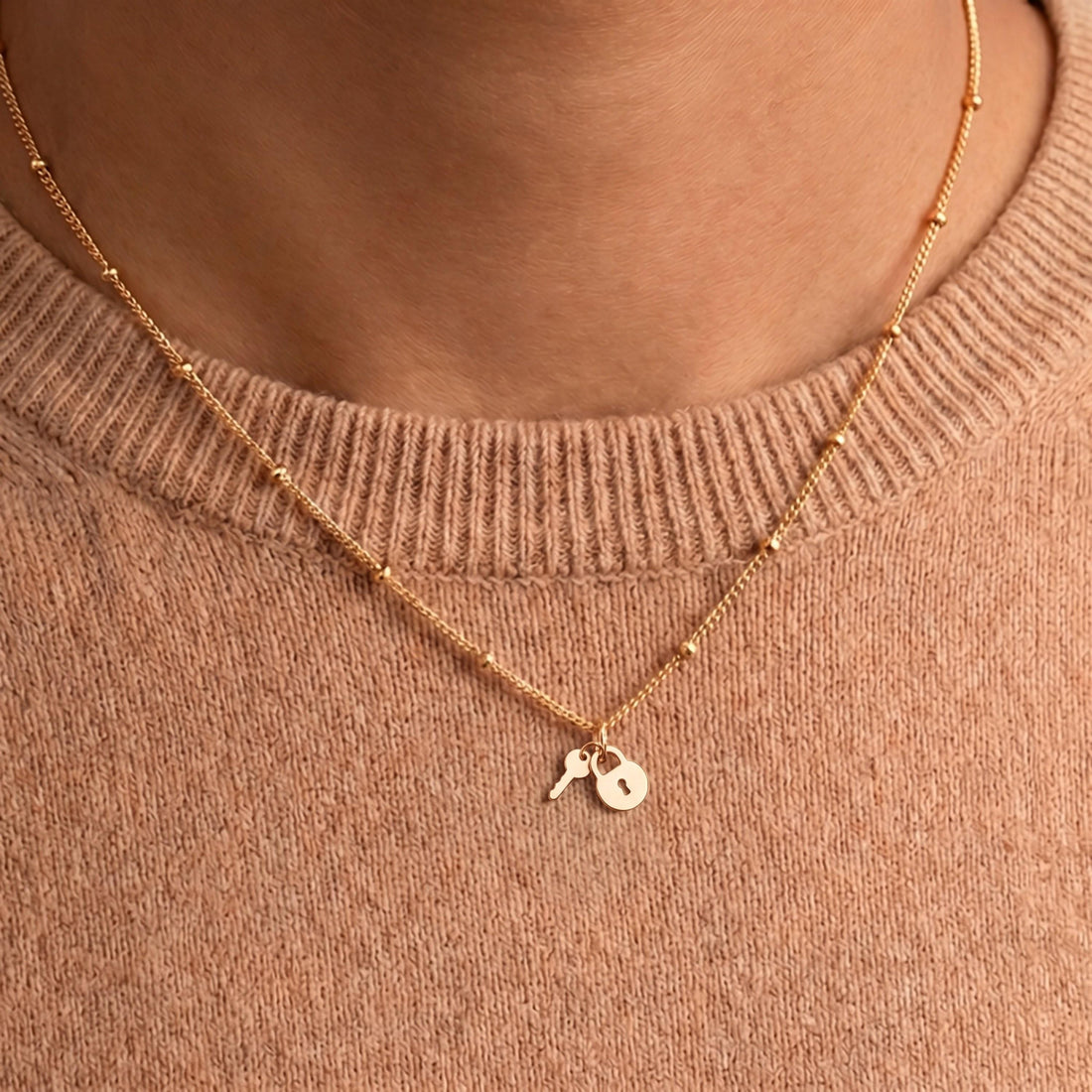 Key And Lock Charm Necklace