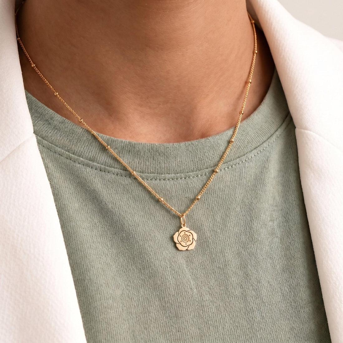 Rose Bloom Charm Necklace