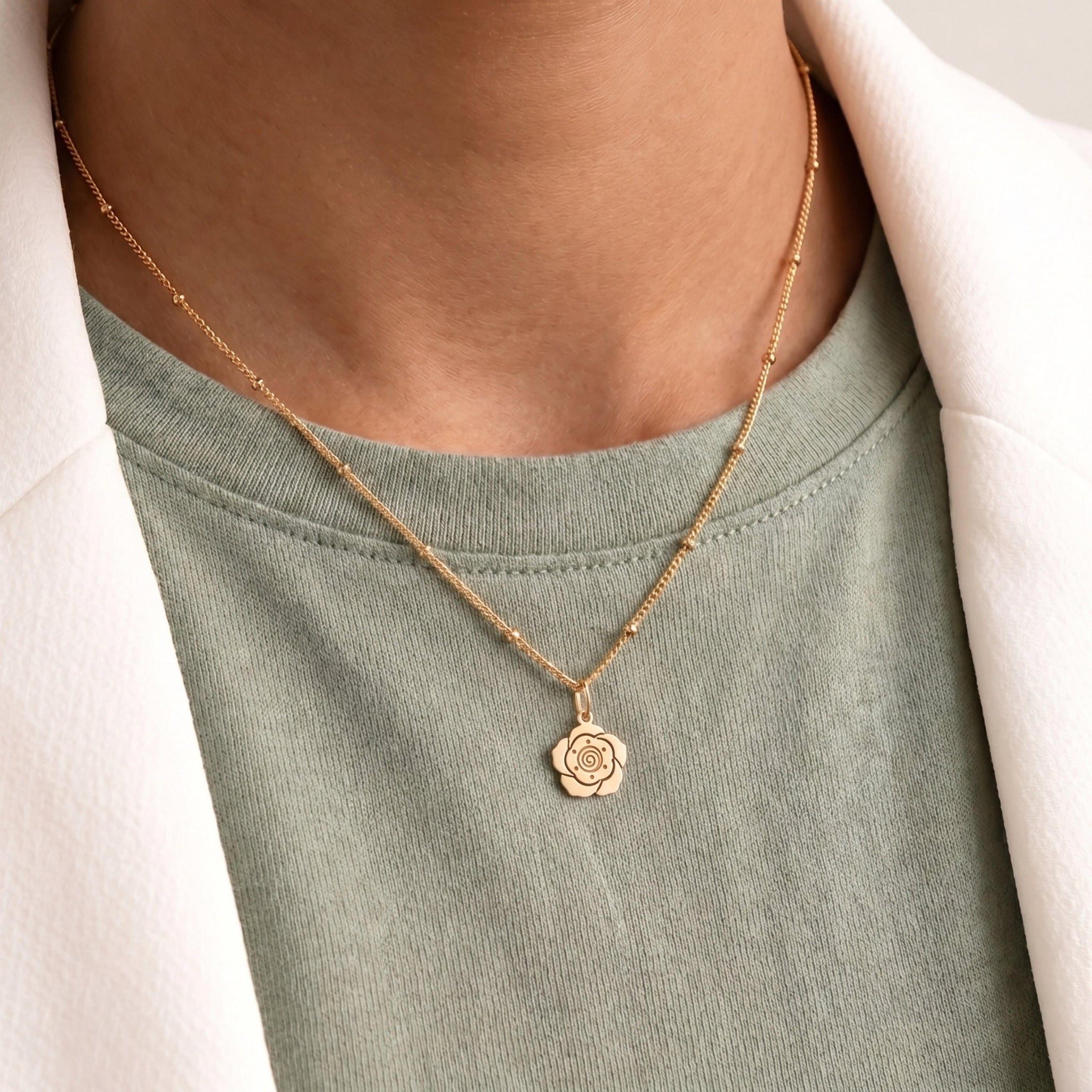 Rose Bloom Charm Necklace