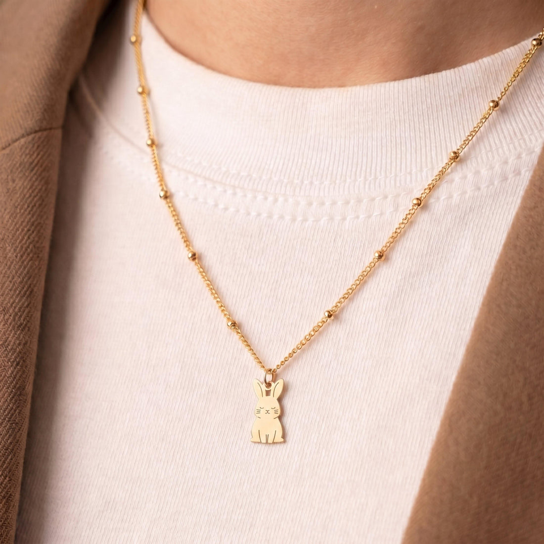 Sitting Bunny Charm Necklace