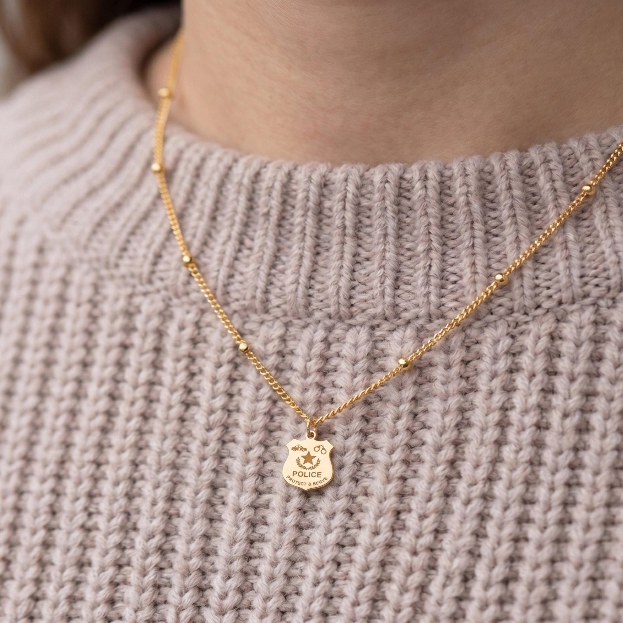 Police Badge Beady Necklace