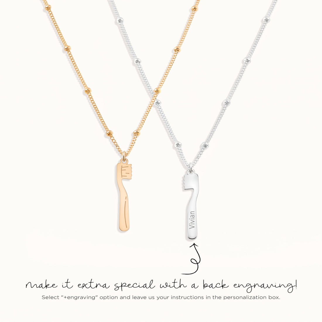 Toothbrush Charm Beady Necklace