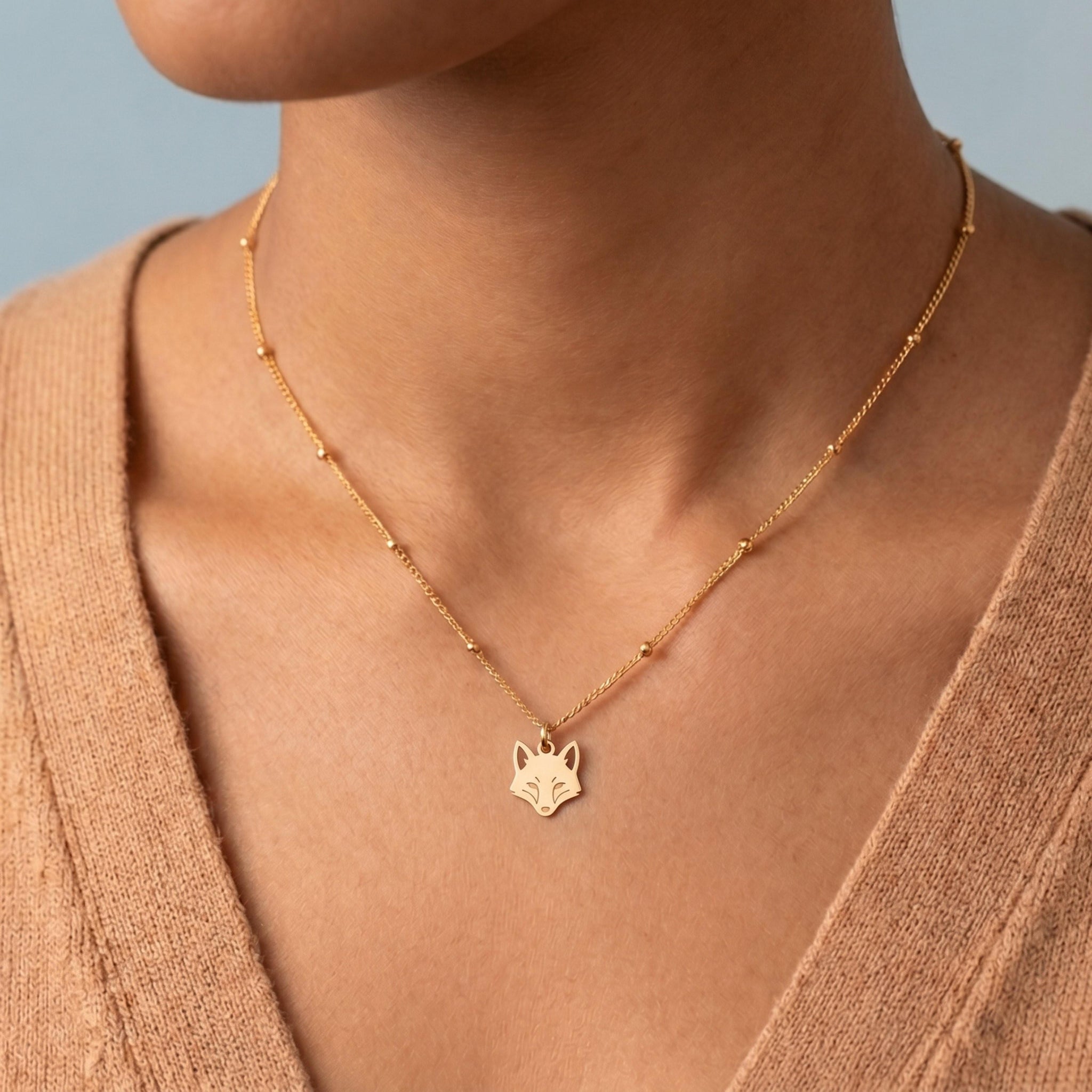 Fox Head Charm Necklace