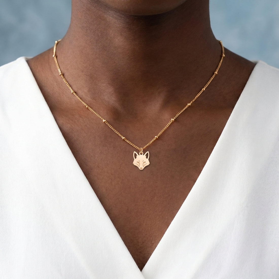 Fox Head Charm Necklace