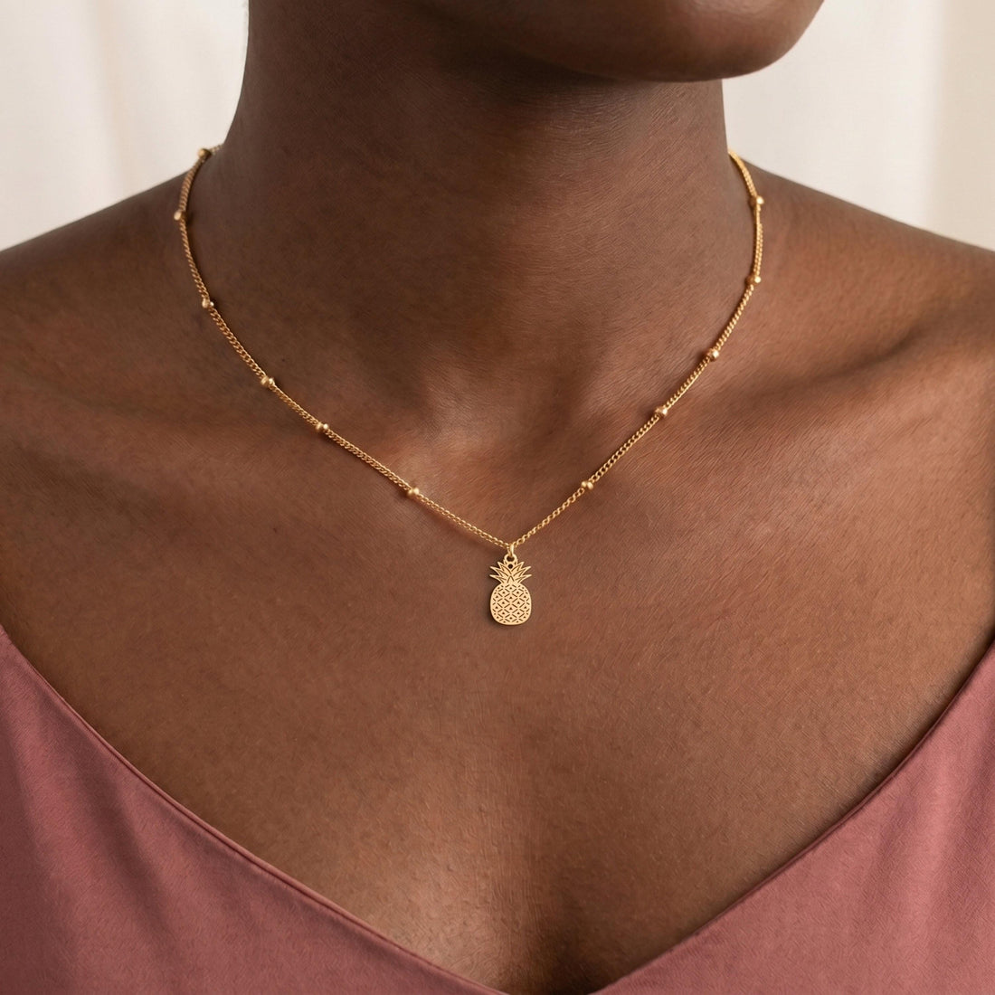 Pineapple Charm Beady Necklace