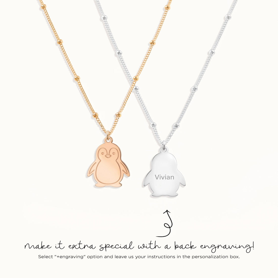Penguin Charm Beady Necklace
