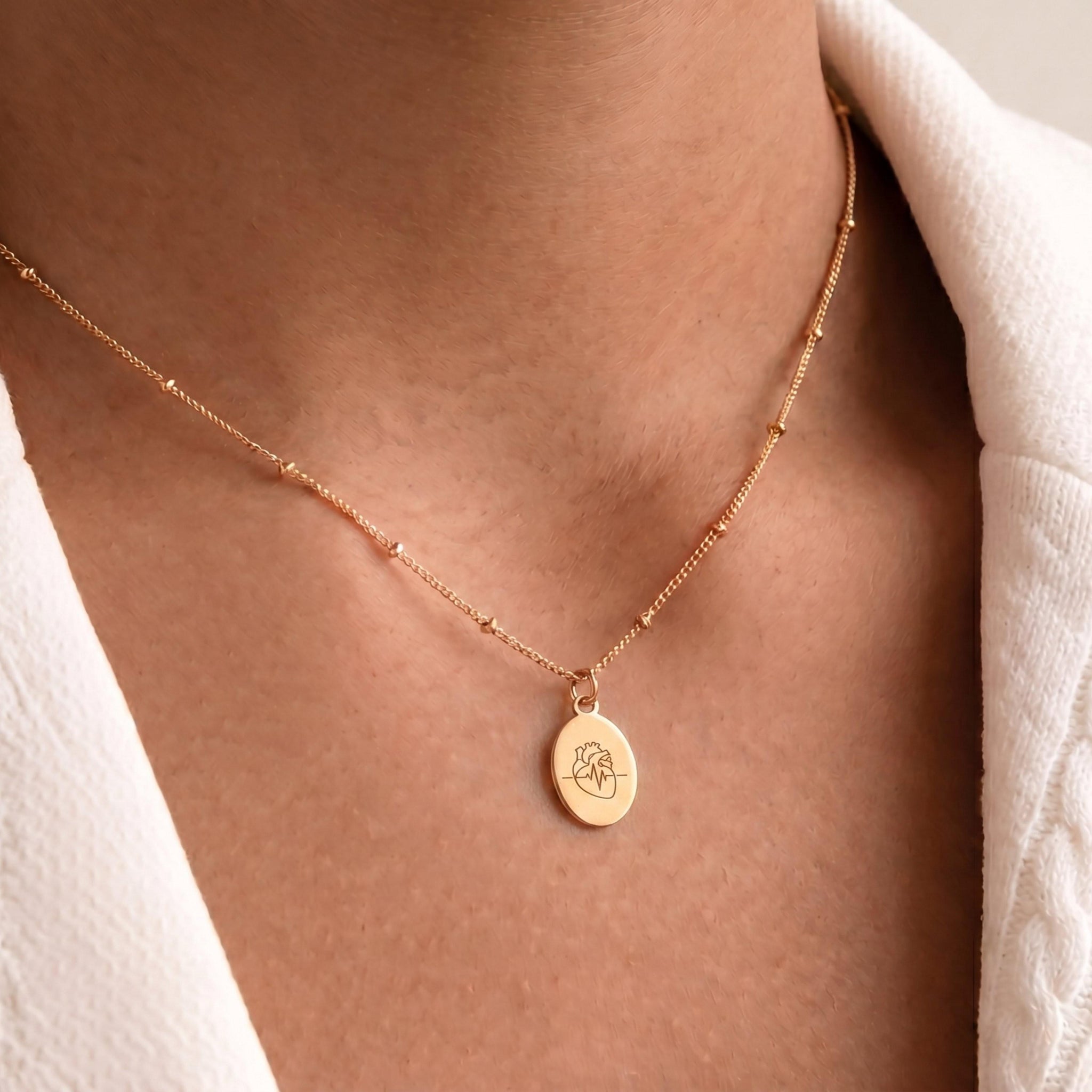 Anatomical Heart Pendant Beady Necklace