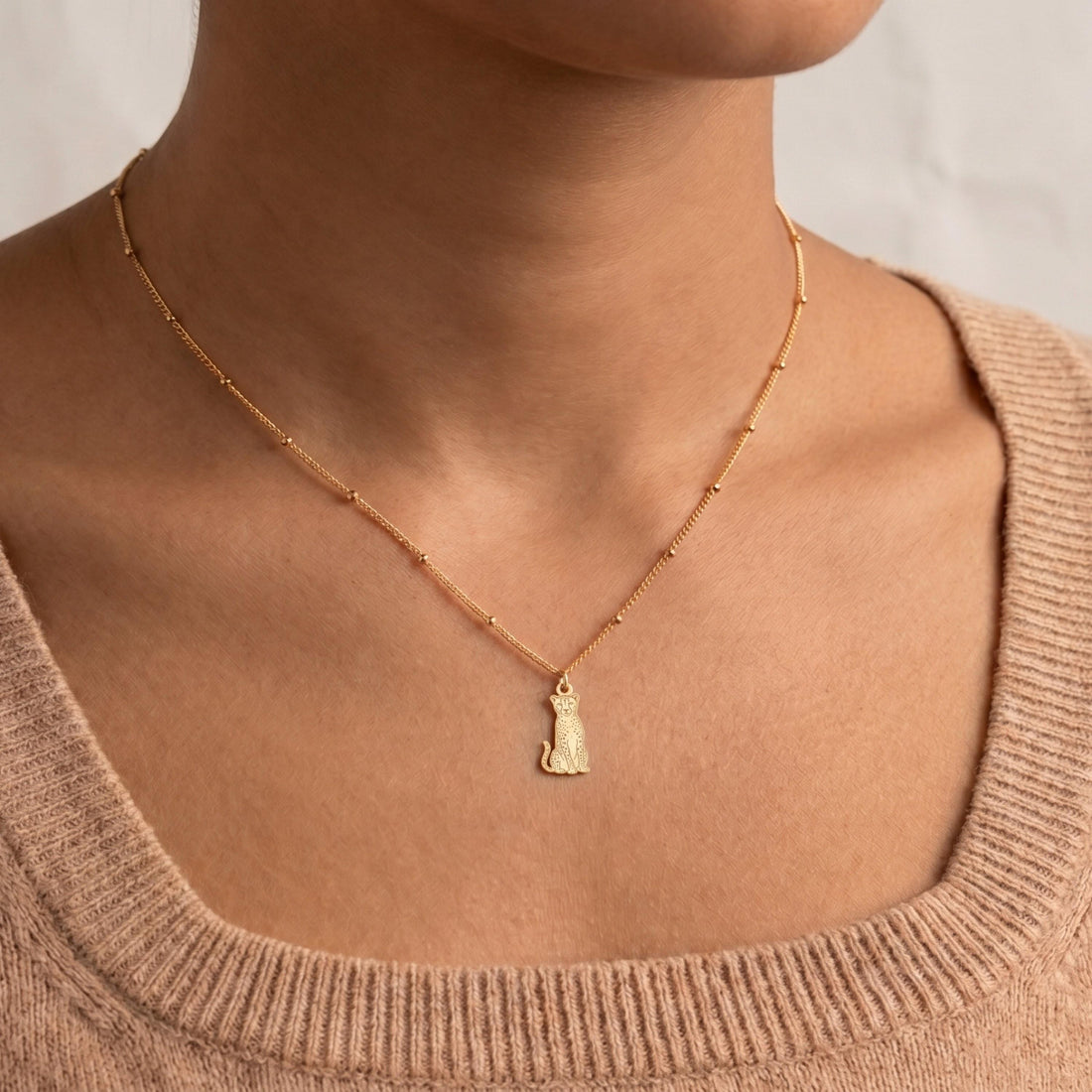 Feline Silhouette Charm Necklace