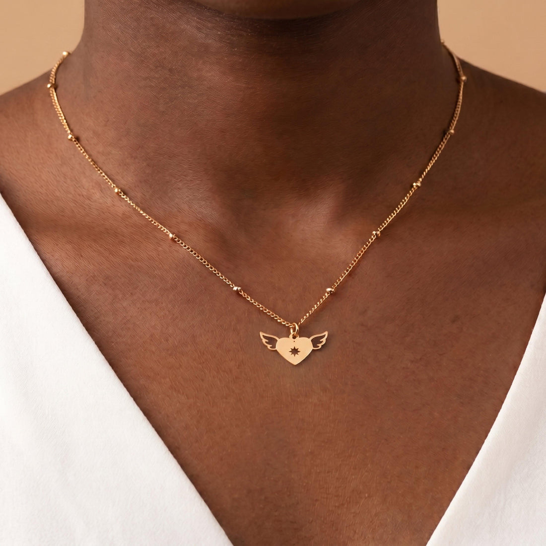 Winged Heart Charm Necklace