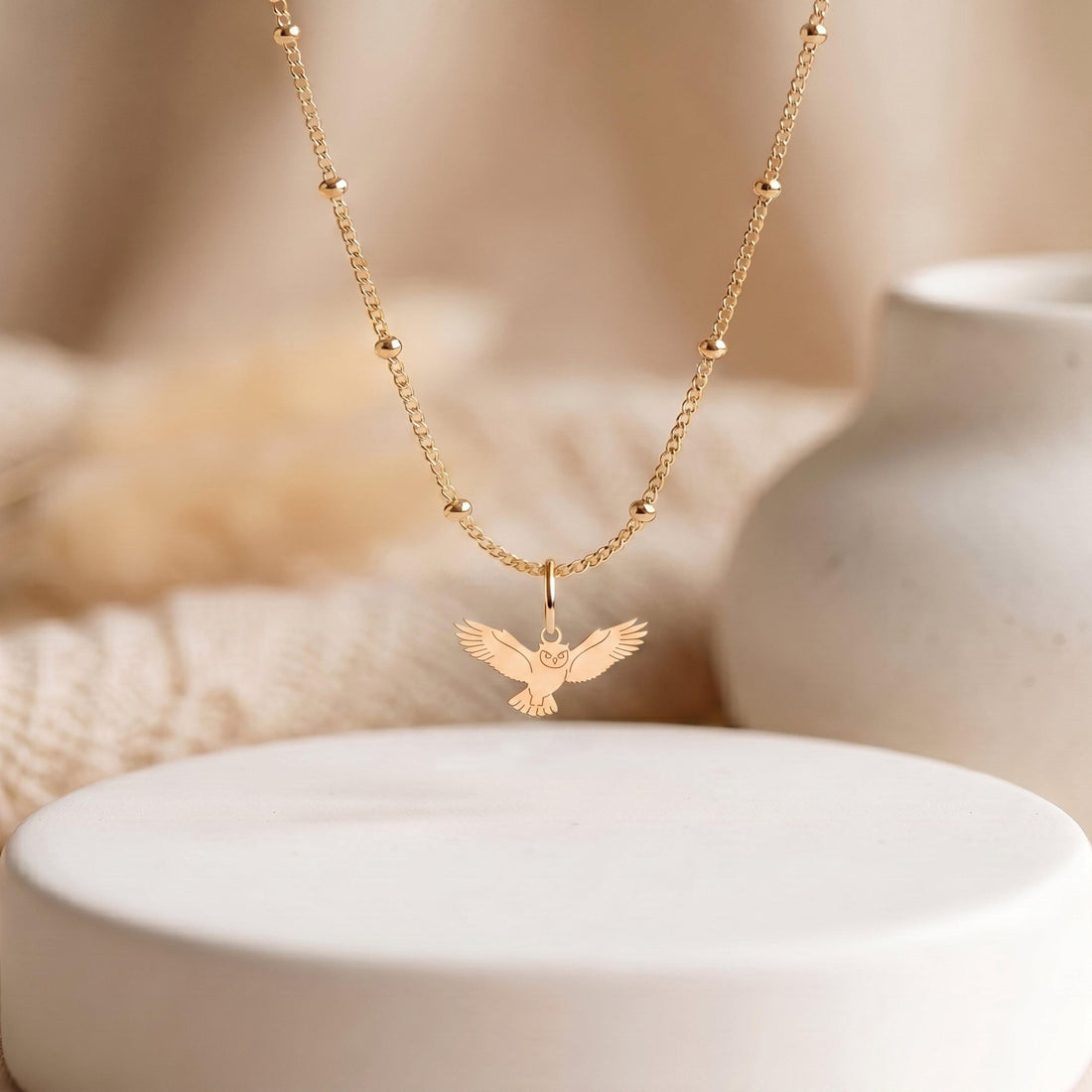 Flying Owl Beady Necklace