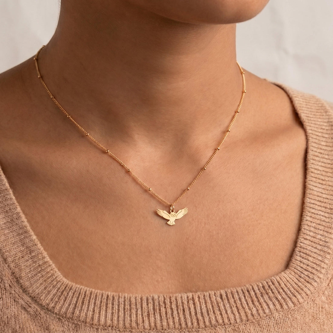 Flying Owl Beady Necklace