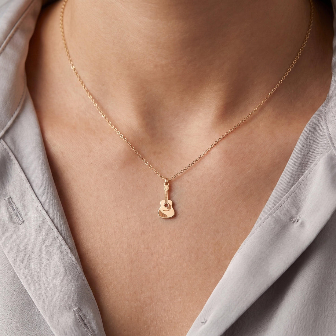 Acoustic Guitar Necklace Charm