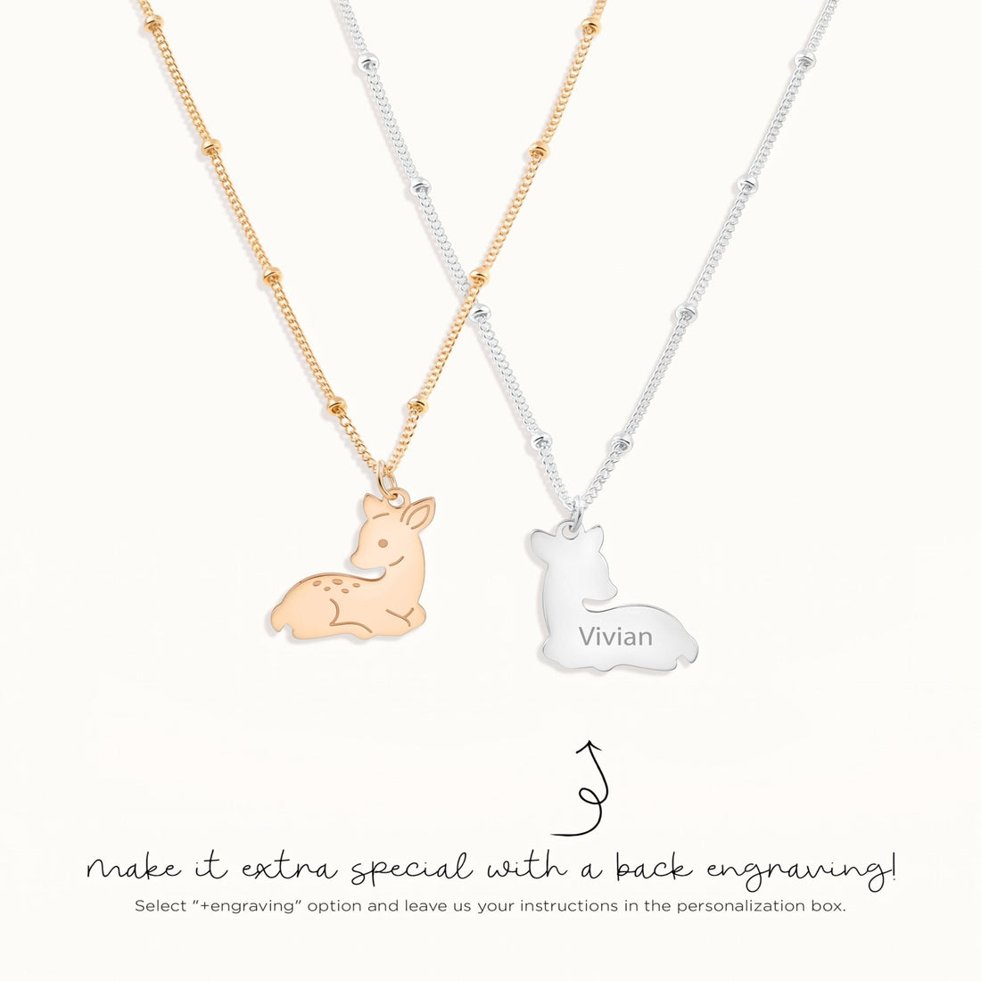 Sitting Deer Charm Necklace