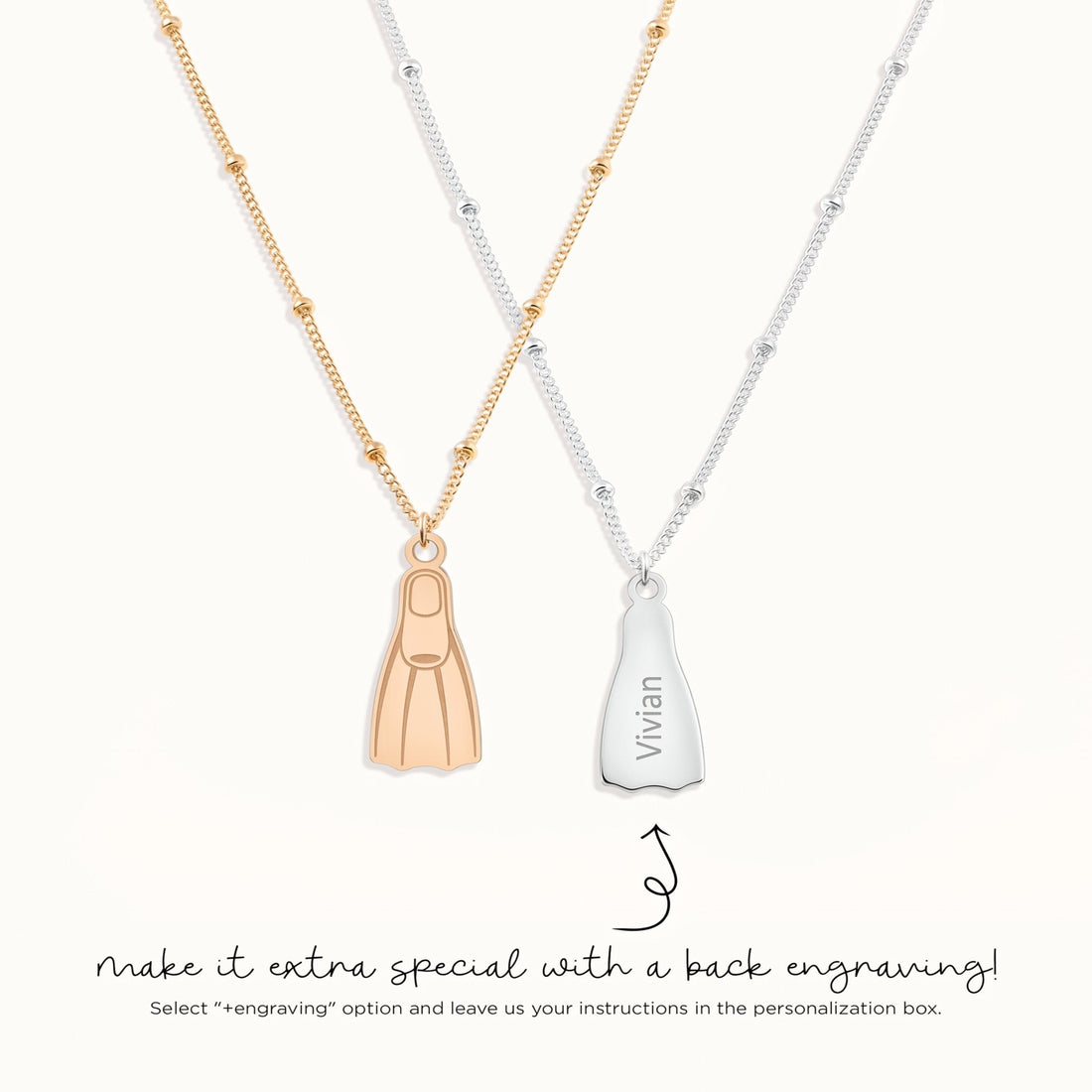 Scuba Diver Flipper Charm Necklace