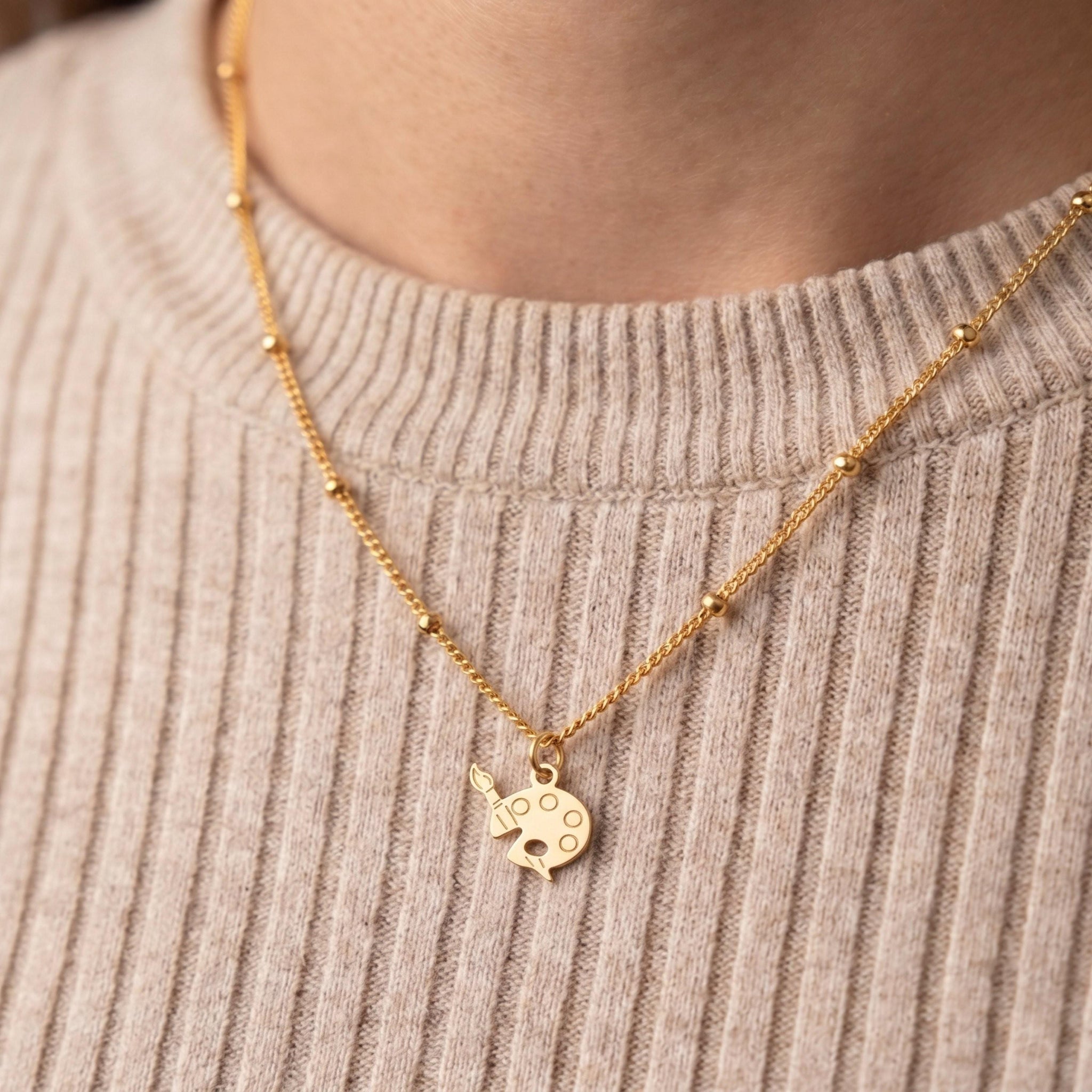 Paint Palette Pendant Beady Necklace