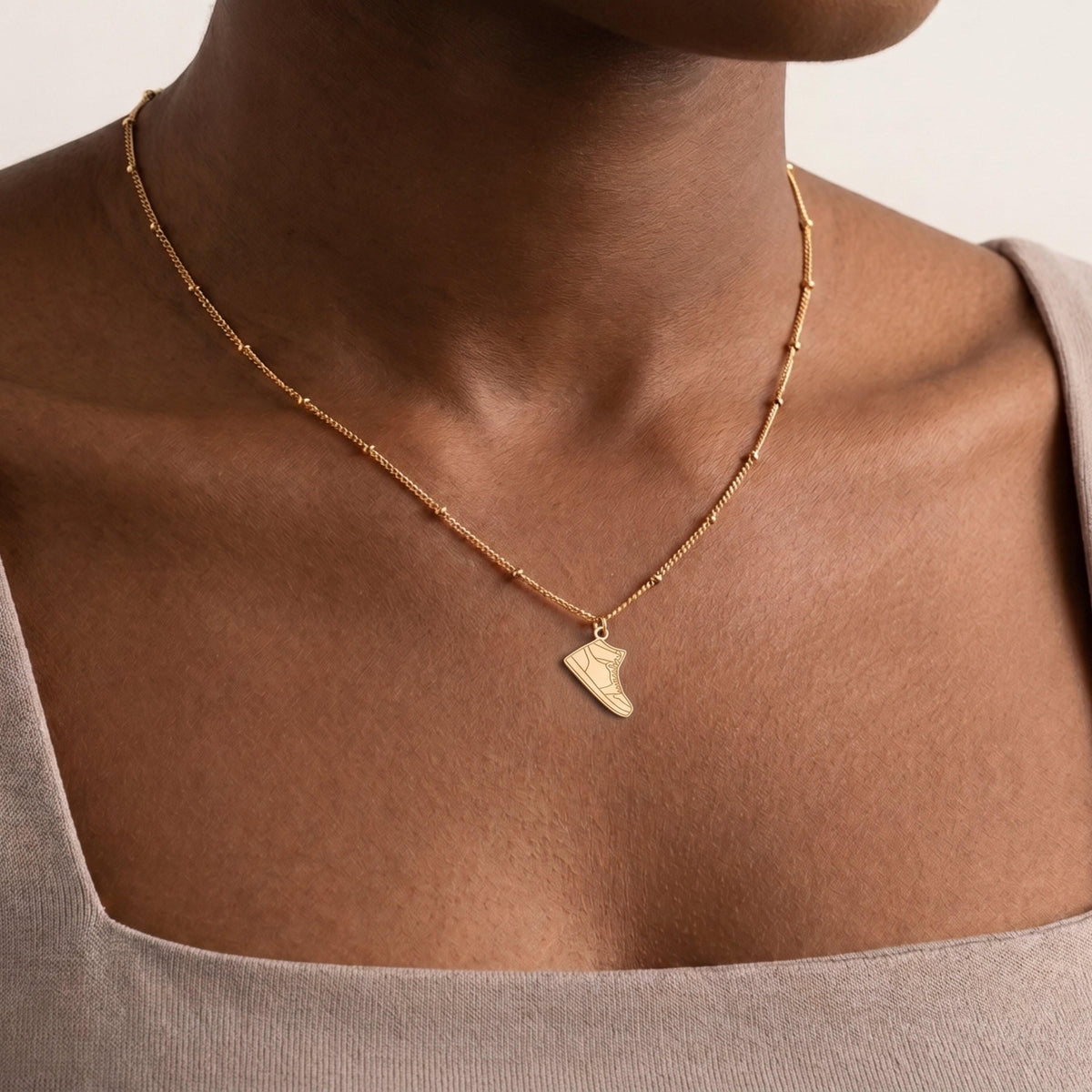 Sneaker Pendant Beady Necklace