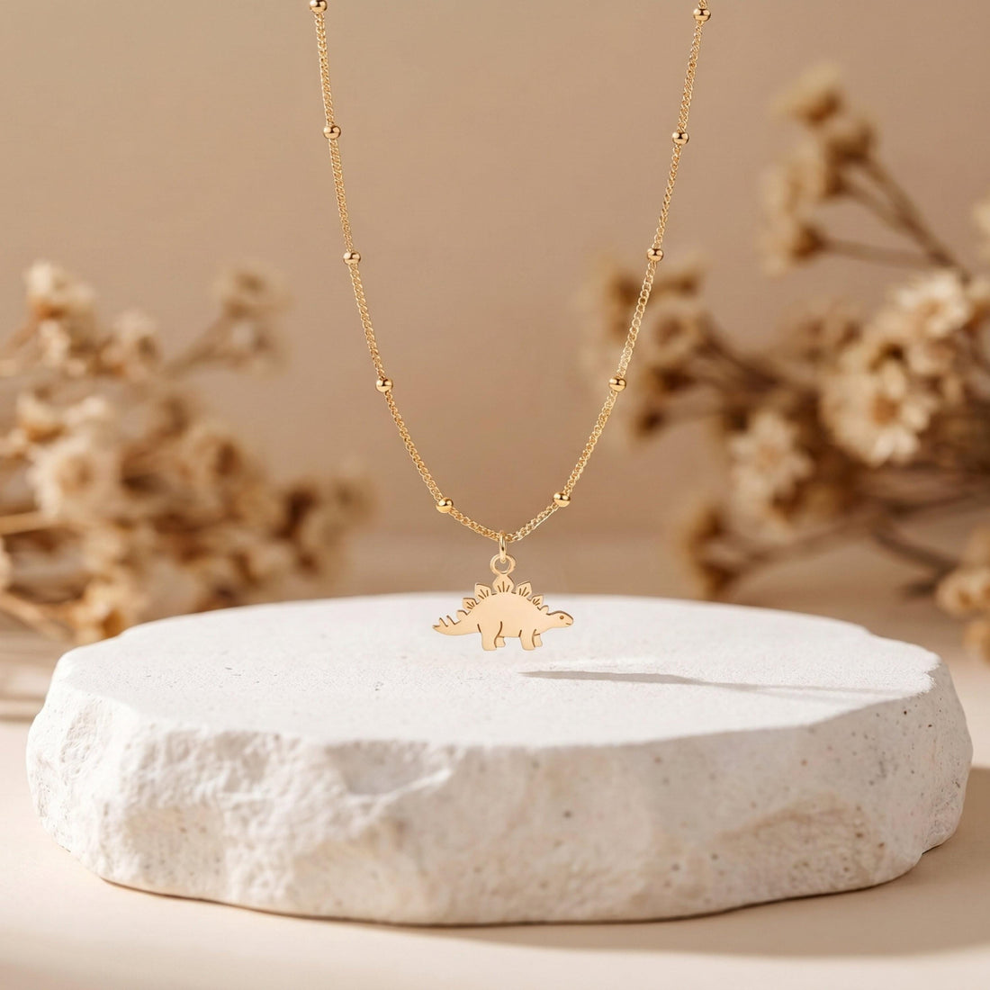 Stegosaurus Charm Beady Necklace