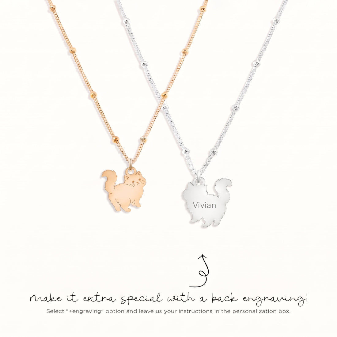 Feline Silhouette Beady Necklace