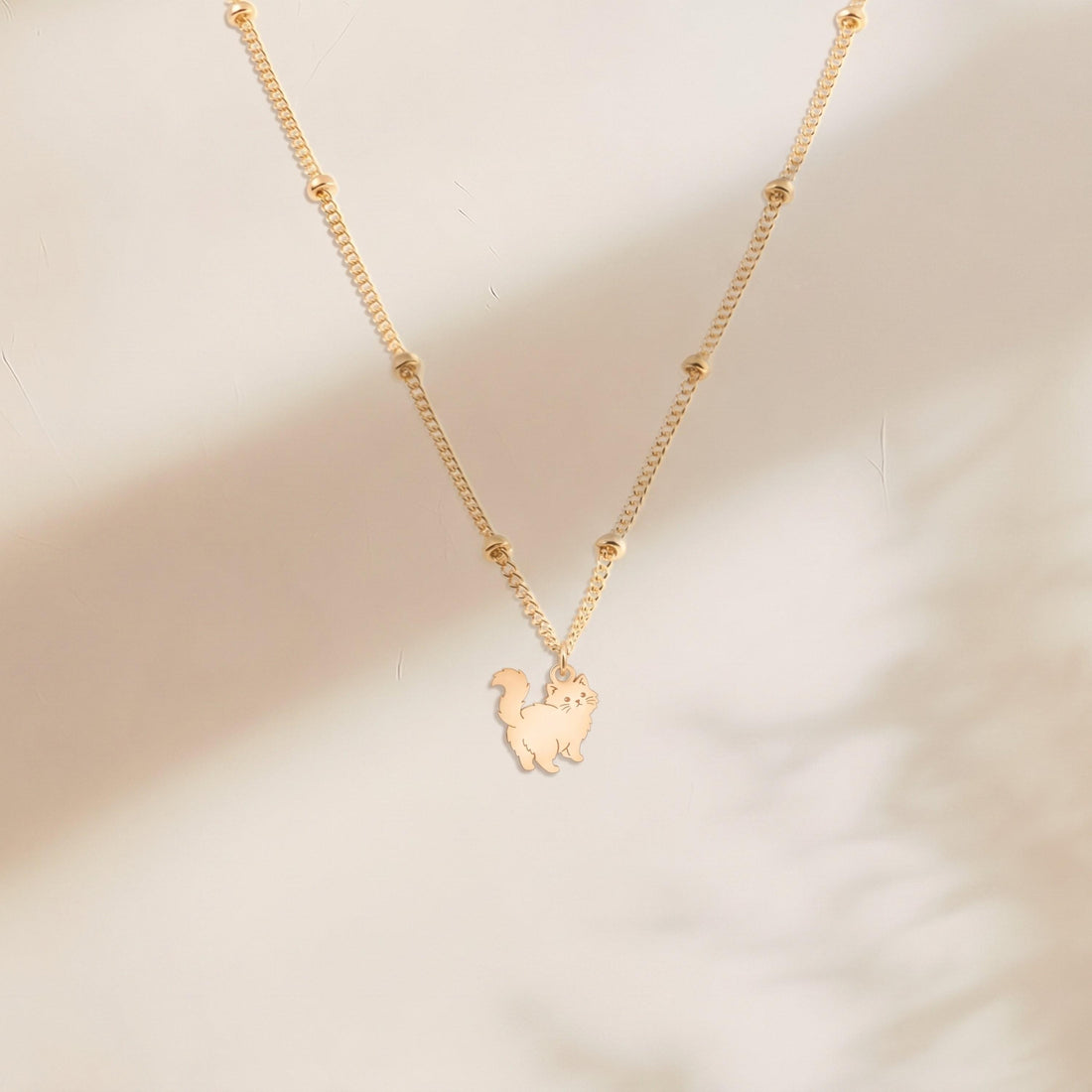 Feline Silhouette Beady Necklace