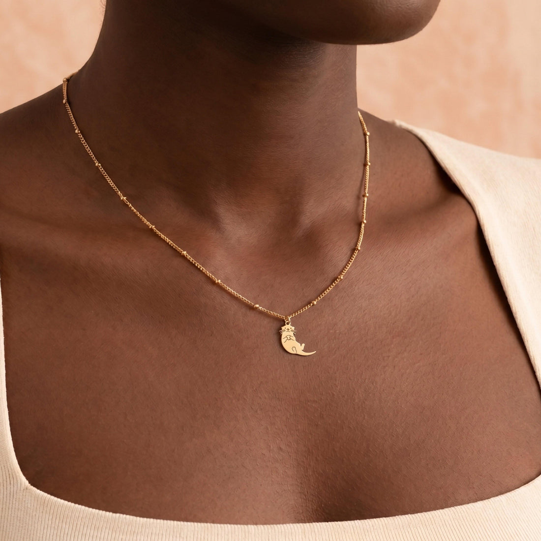 Otter Charm Beady Necklace