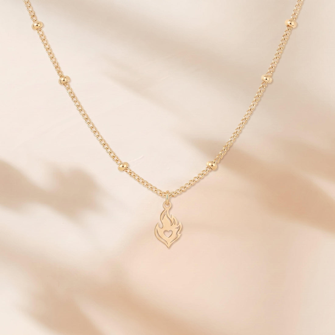 Flame Heart Charm Necklace