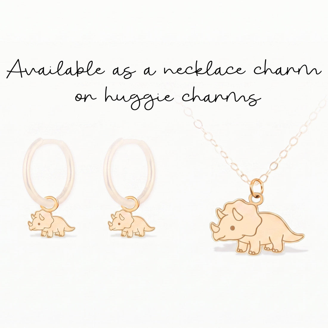 Dainty Triceratops Necklace Charm