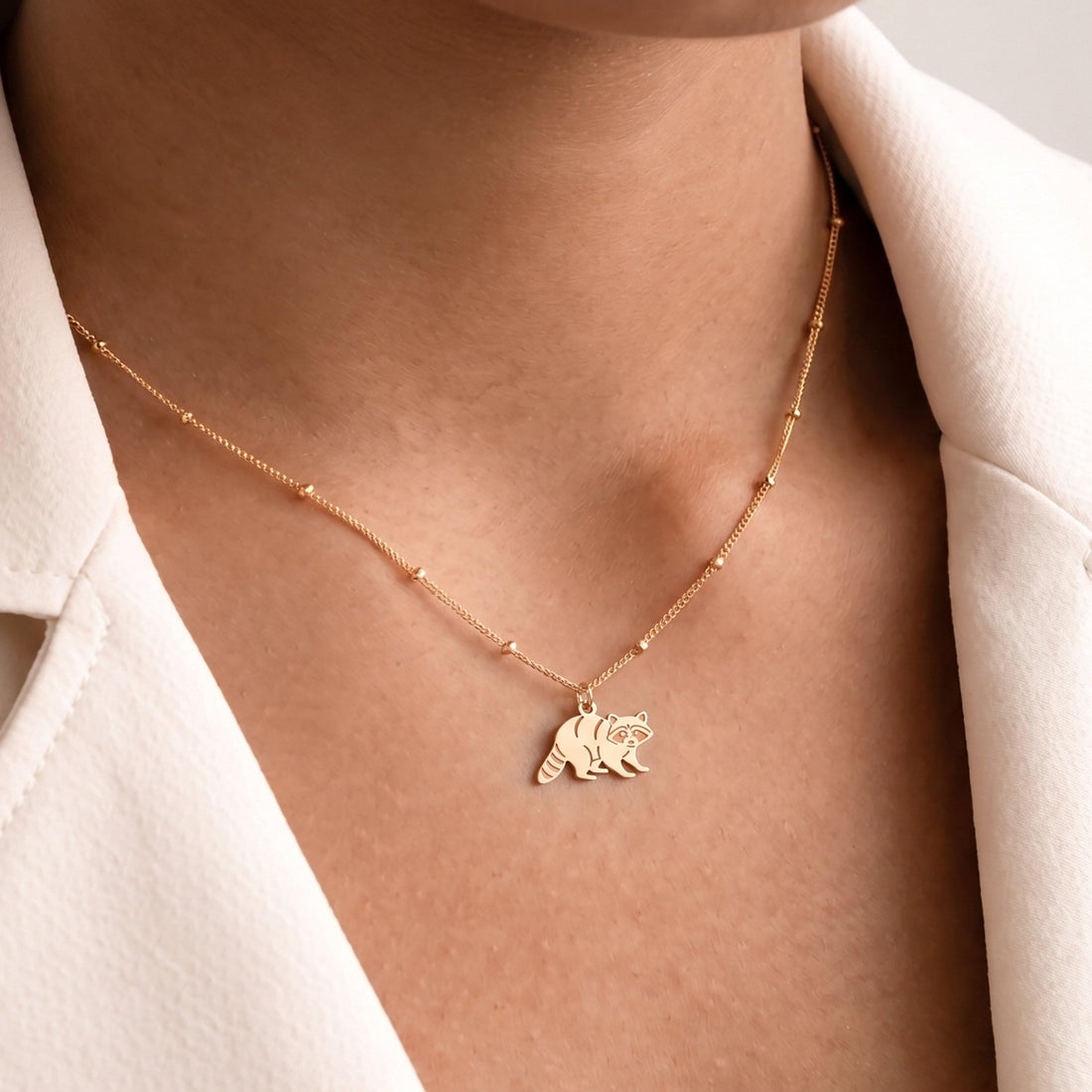 Masked Raccoon Necklace Charm