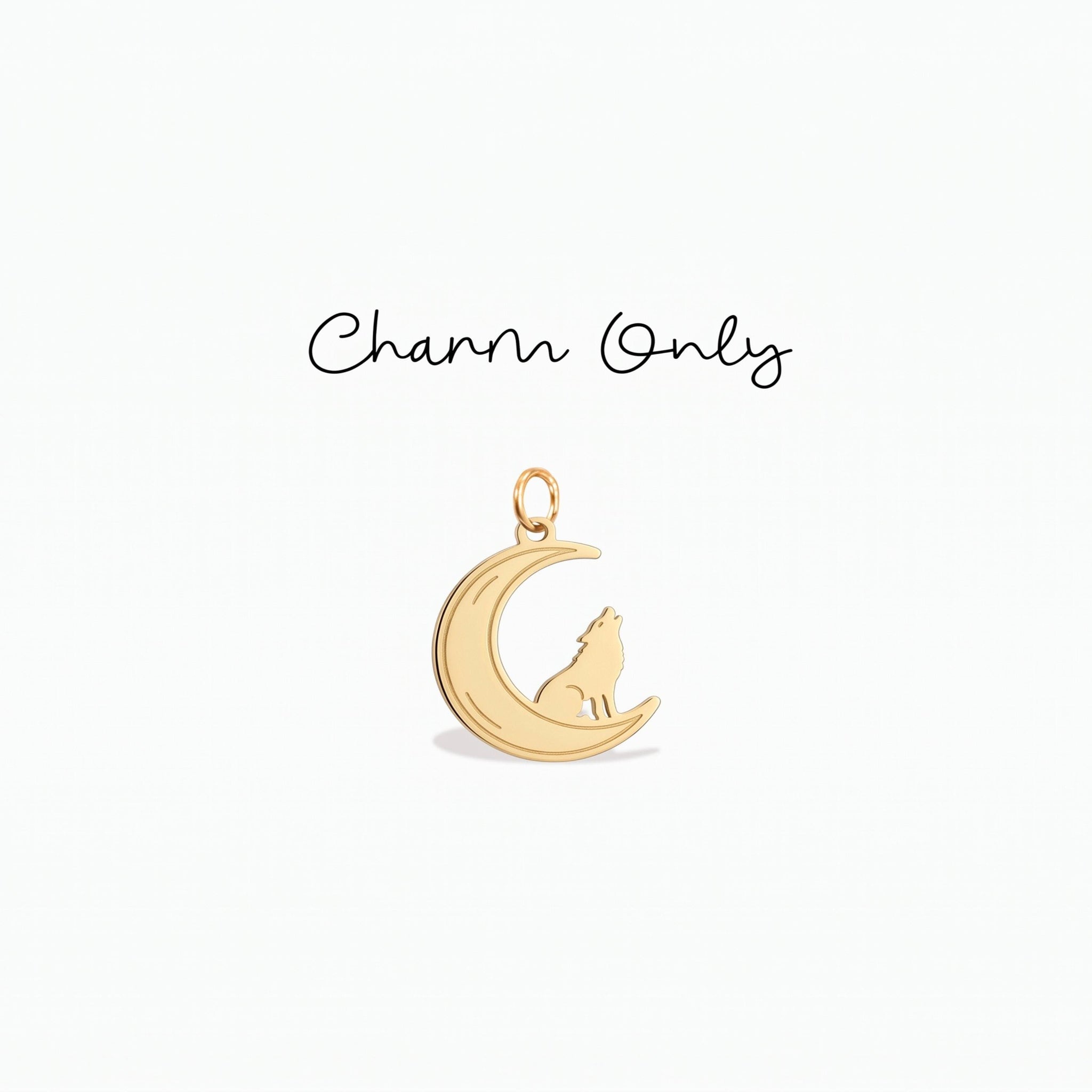 Crescent Moon Wolf Necklace Charm