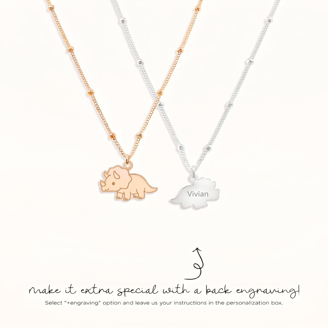 Triceratops Charm Beady Necklace