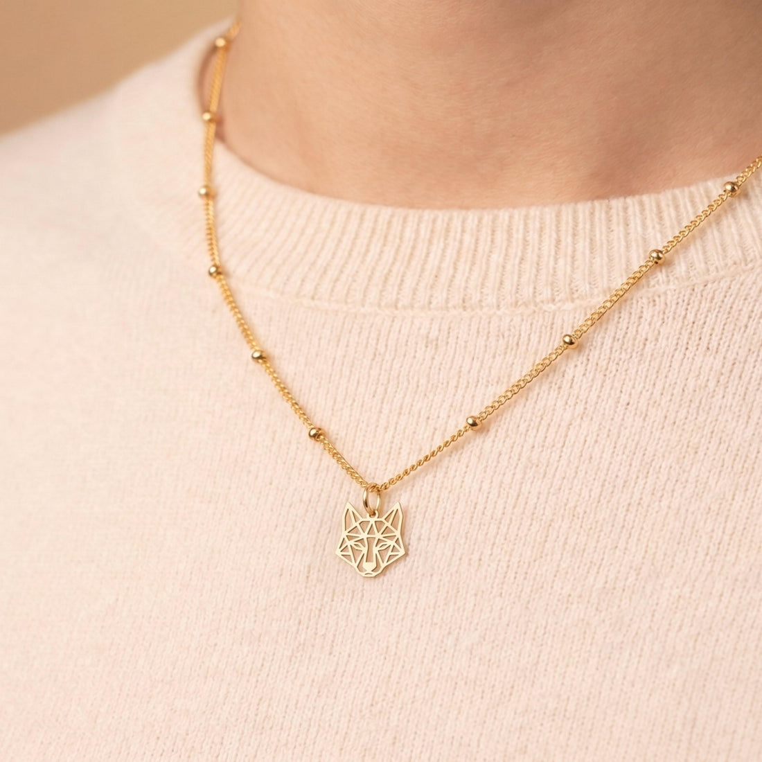 Wolf Head Charm Necklace