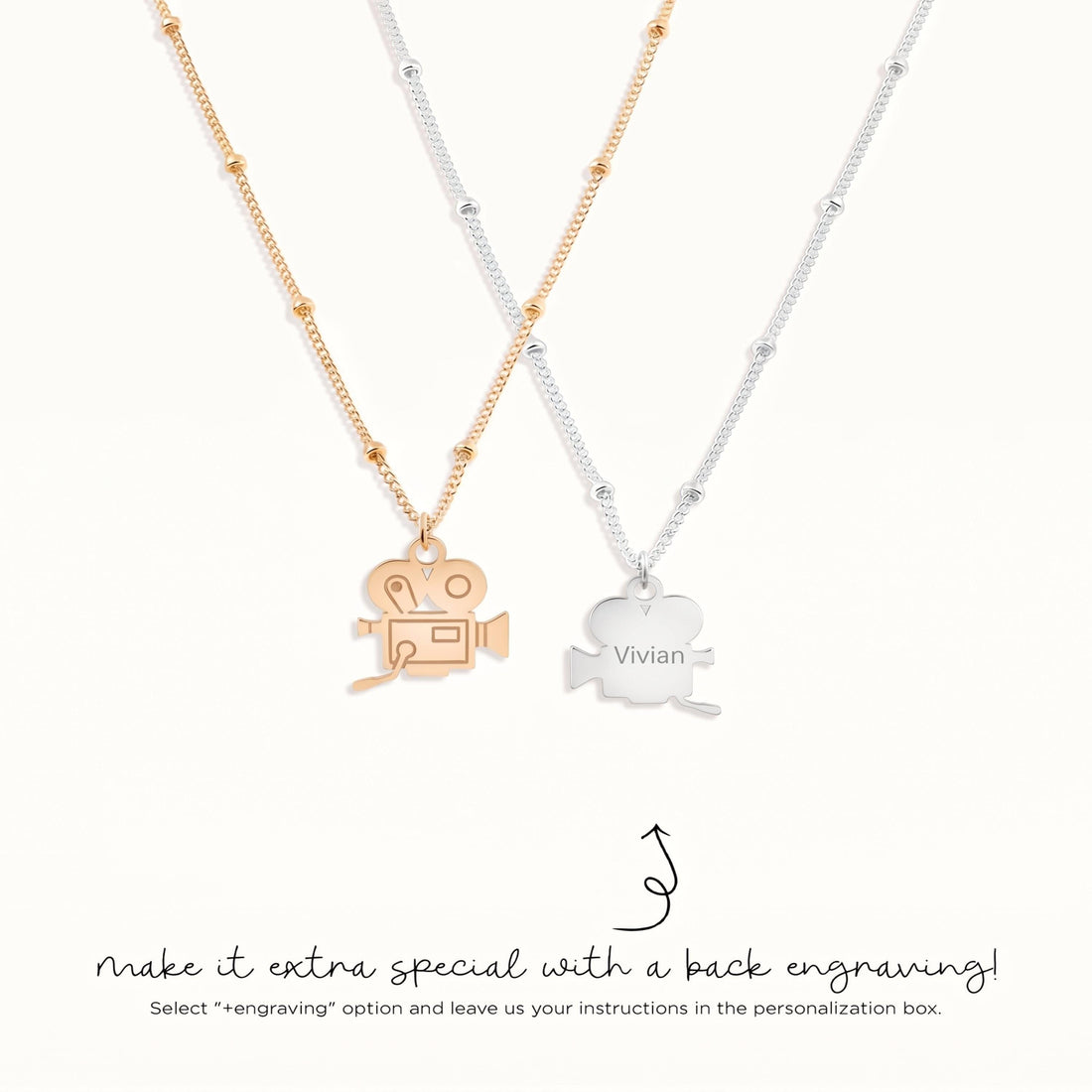 Movie Camera Charm Beady Necklace