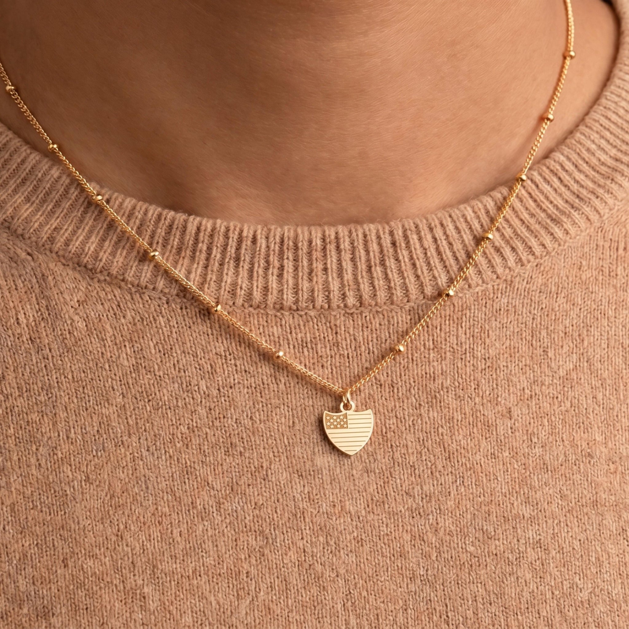 Patriot Shield Beady Necklace