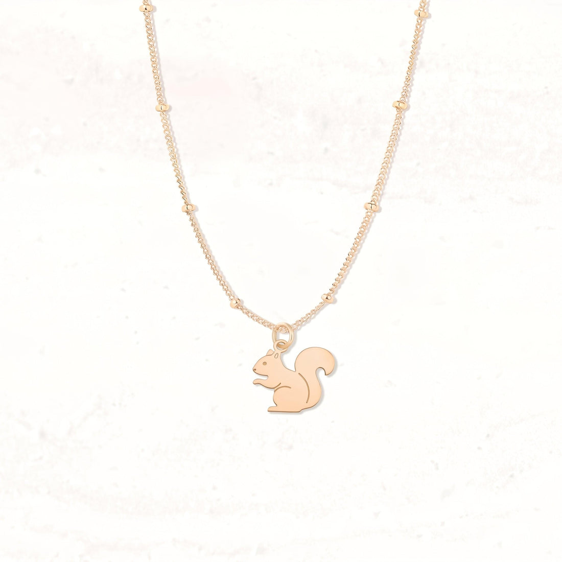 Squirrel Charm Beady Necklace