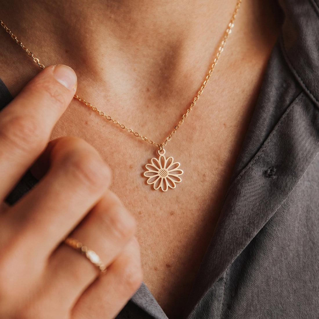 Daisy Flower Cutout Necklace Charm
