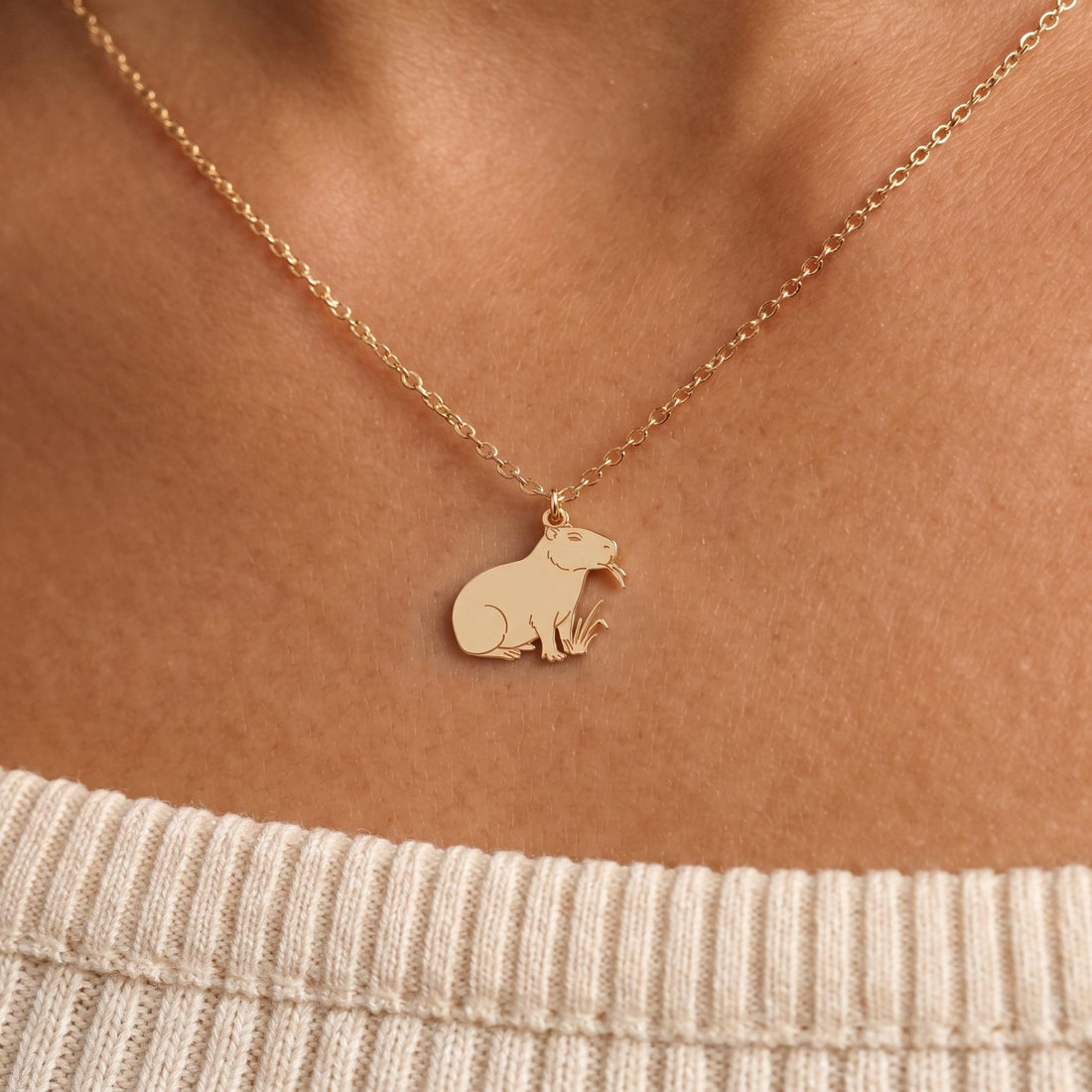 Dainty Capybara Necklace Charm