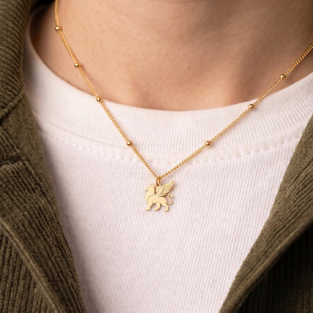 Winged Griffin Charm Necklace