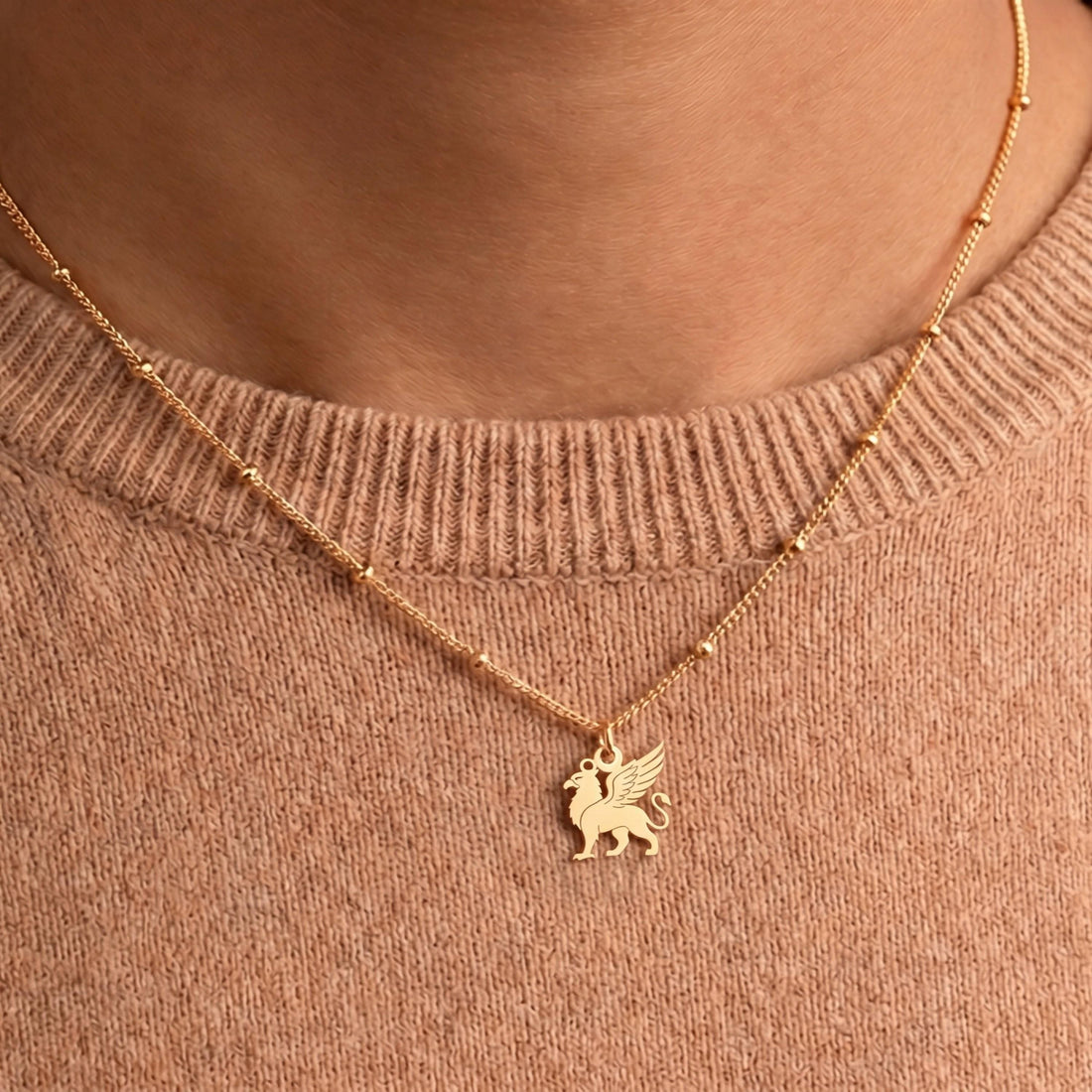 Winged Griffin Charm Necklace