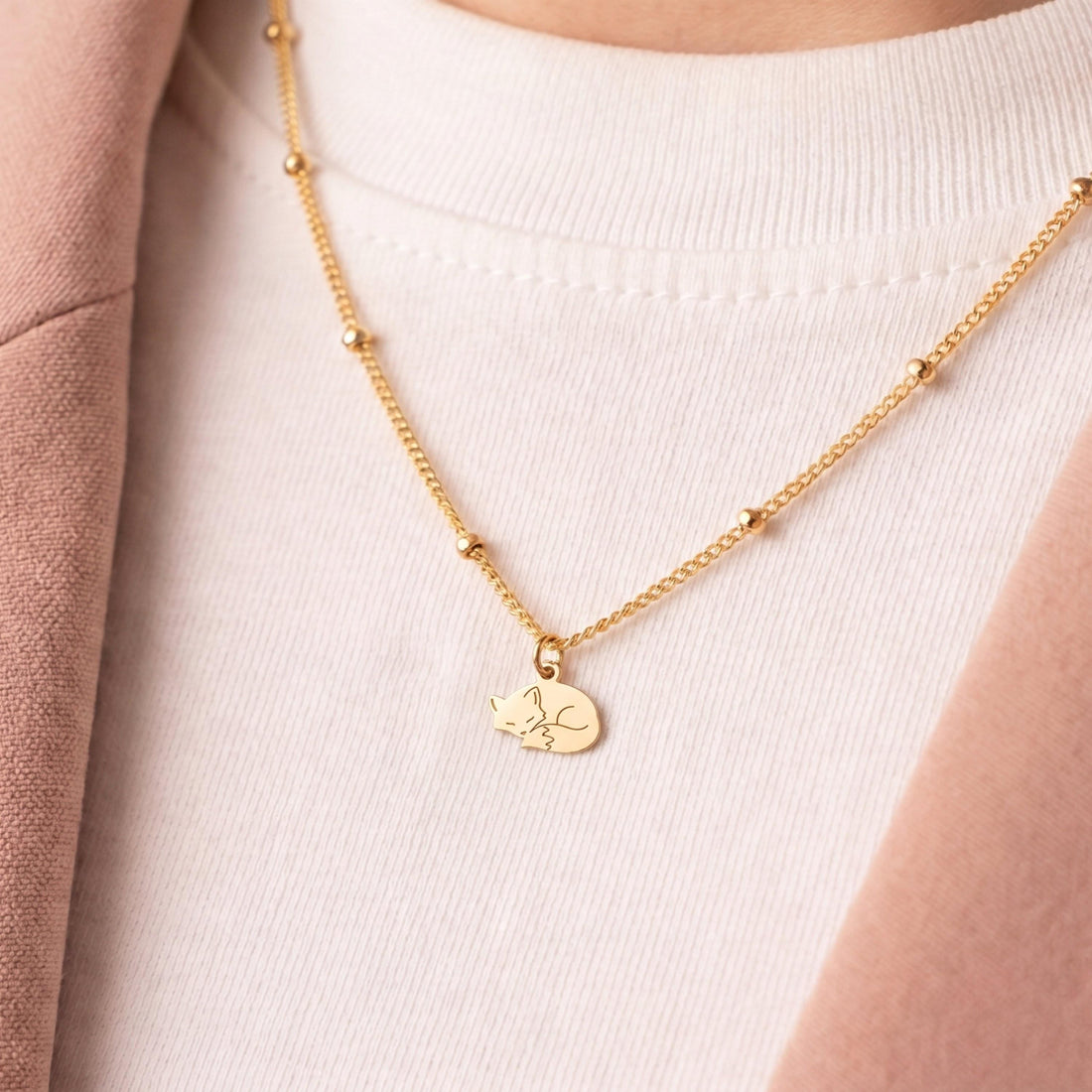 Sleeping Fox Beady Necklace