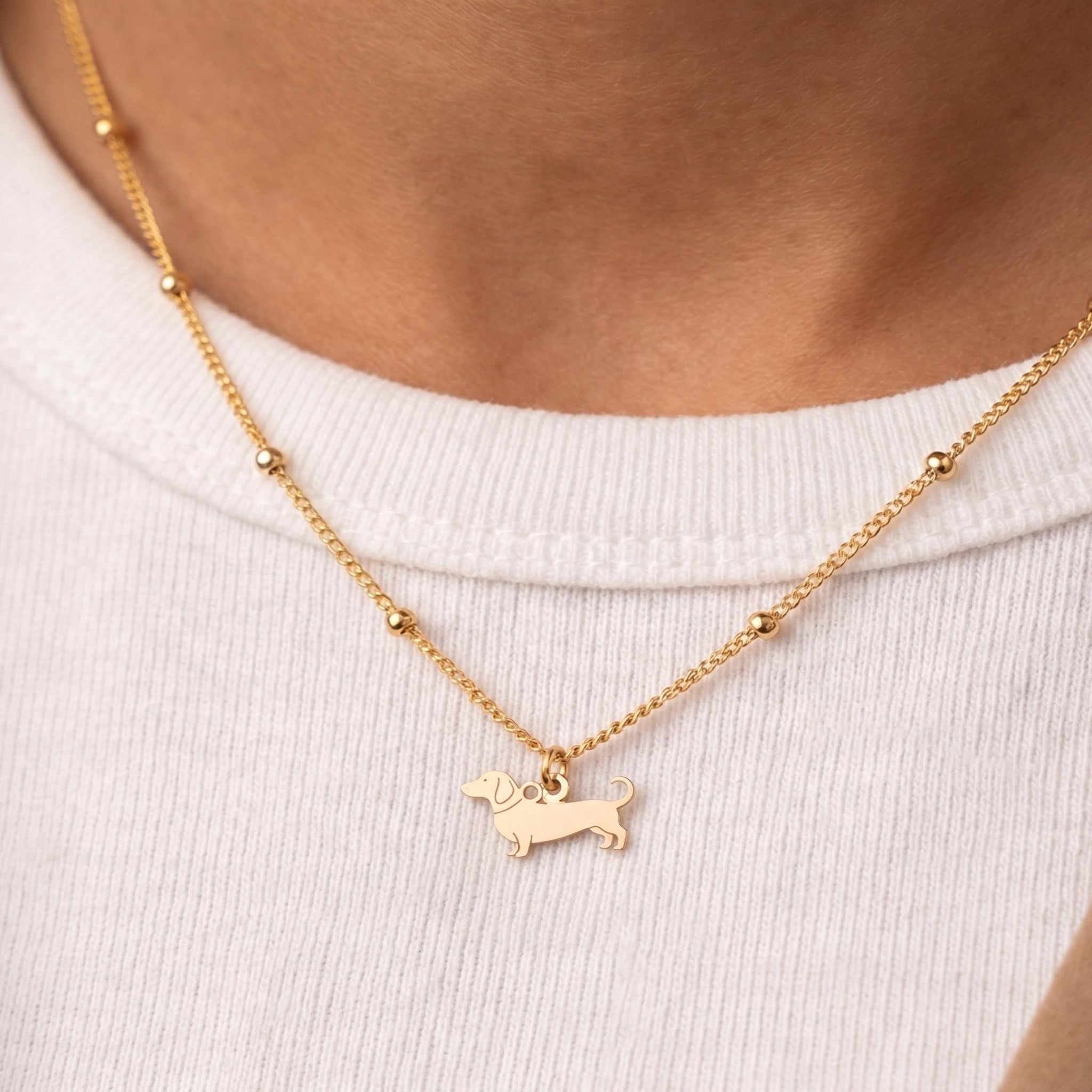 Dachshund Charm Beady Necklace