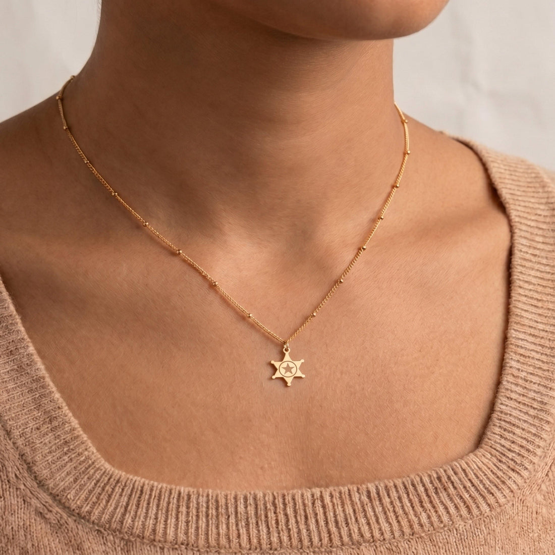 Sheriff Star Charm Necklace